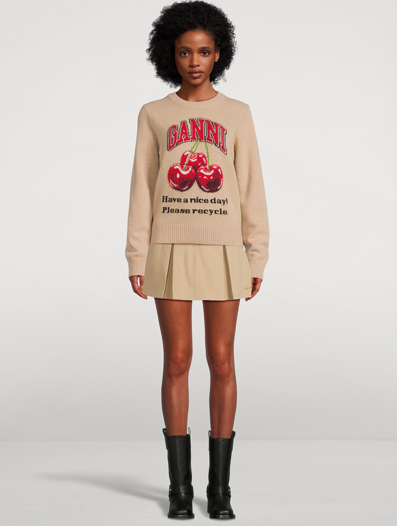 GANNI Cherry Jacquard Sweater | Holt Renfrew