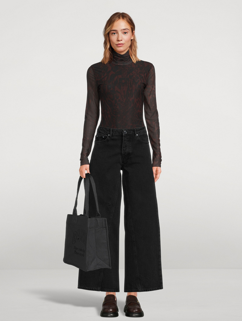 Mesh Turtleneck Animal Print