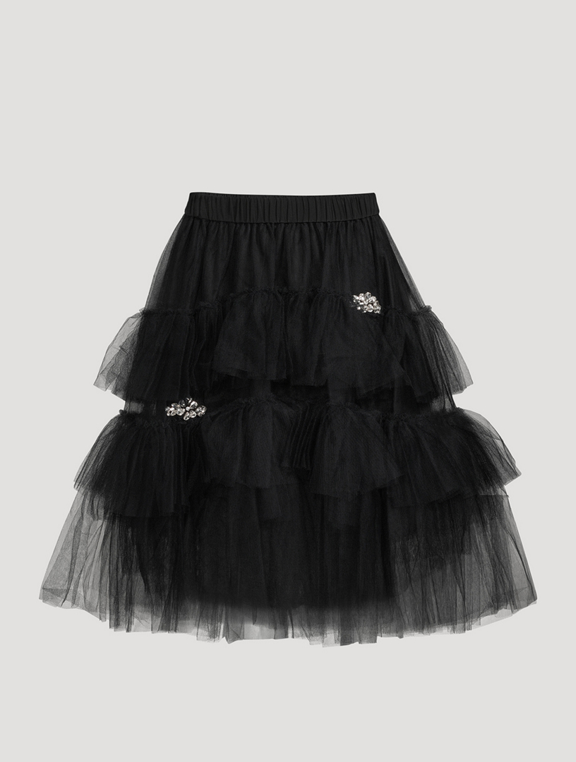 SIMONE ROCHA Ruffled Tulle Midi Skirt Holt Renfrew