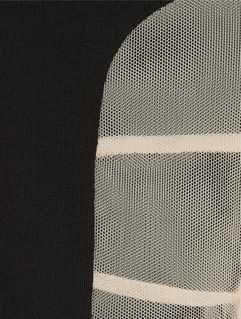 Jersey T-Shirt With Tulle Inserts