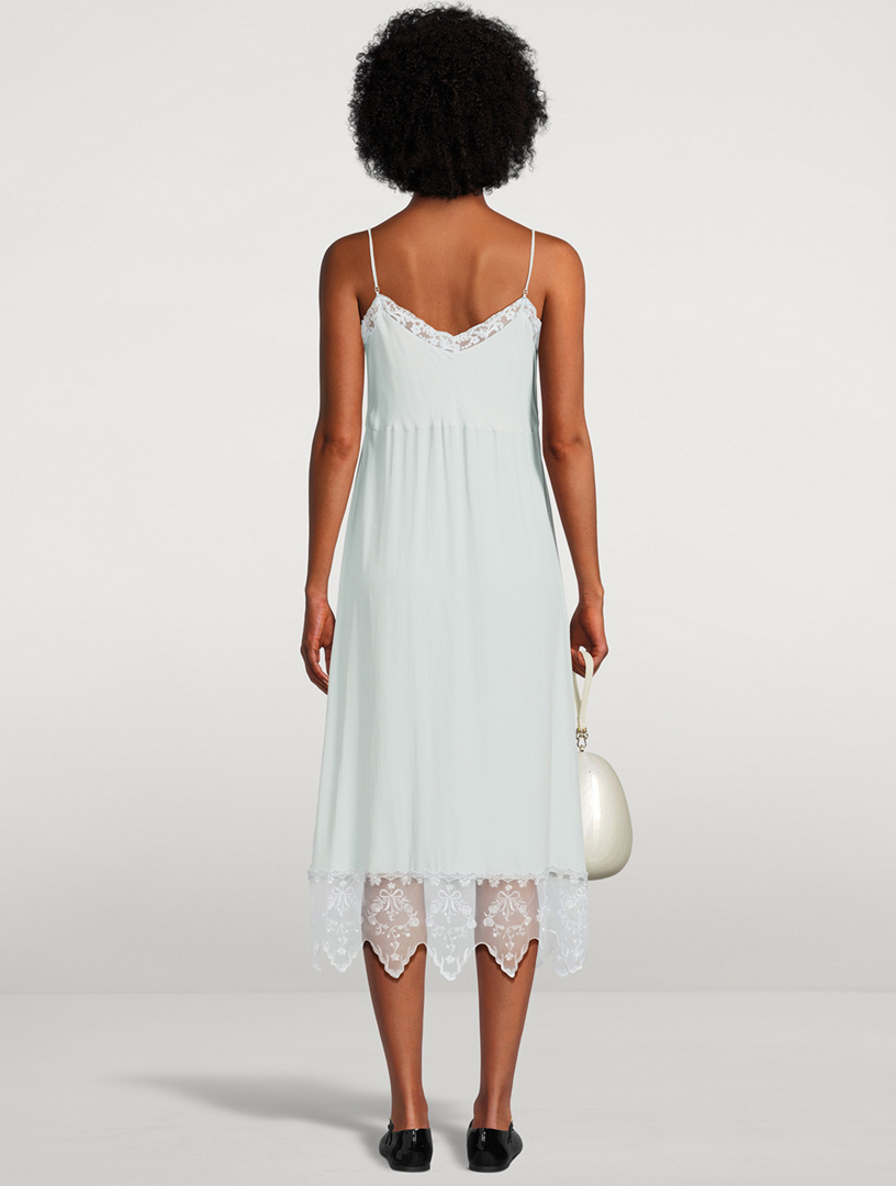 Lace-Trimmed Slip Dress