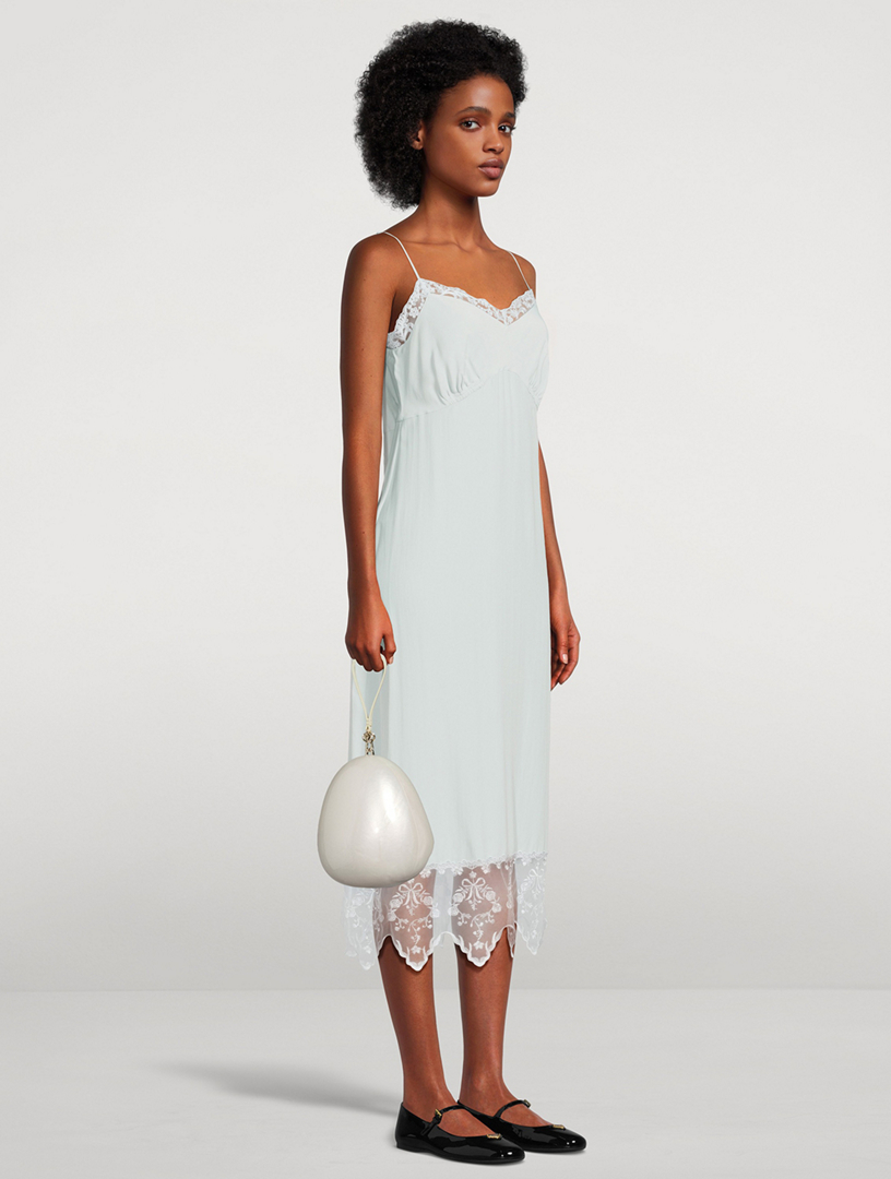 Lace-Trimmed Slip Dress
