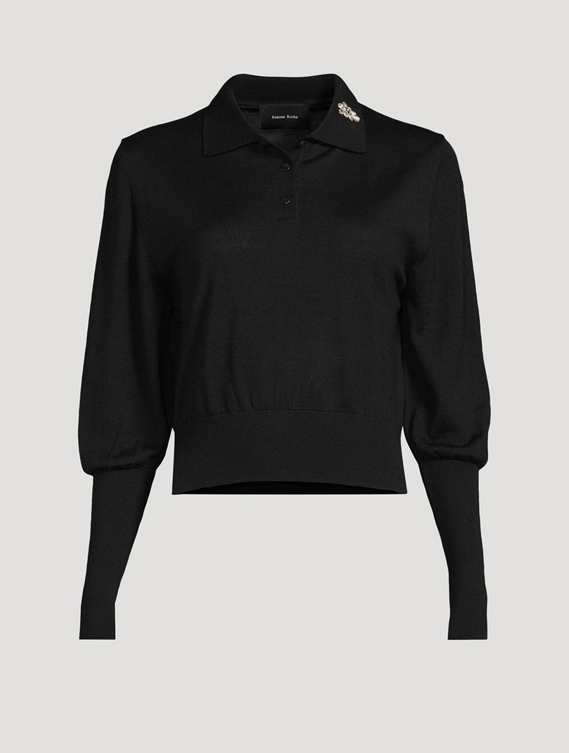 Wool Silk Polo Sweater