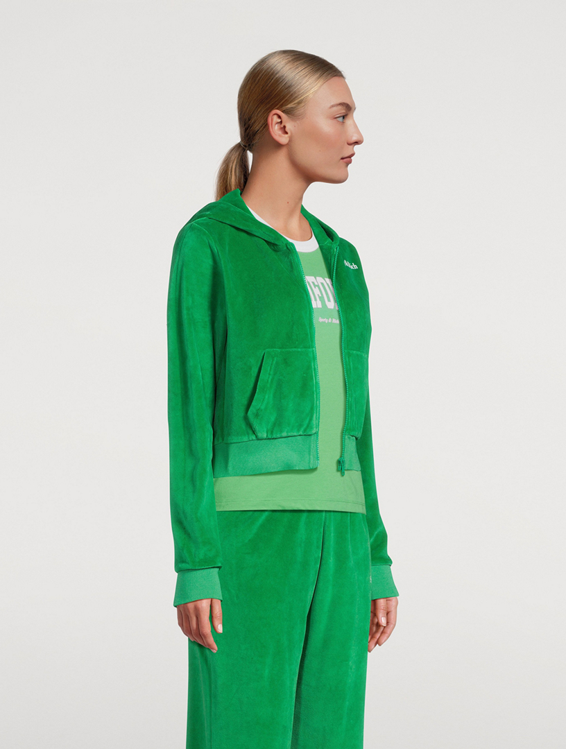 Green tea velour hoodie clearance