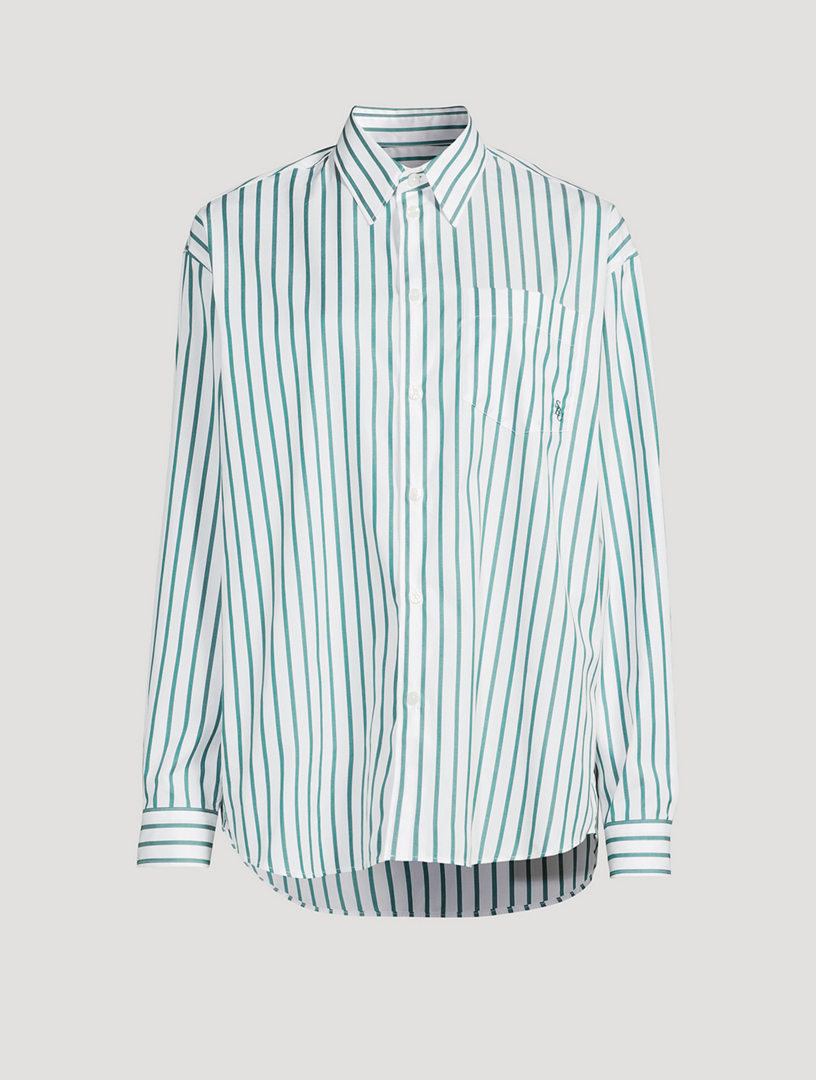 SRC-Embroidered Oversized Shirt Stripe Print