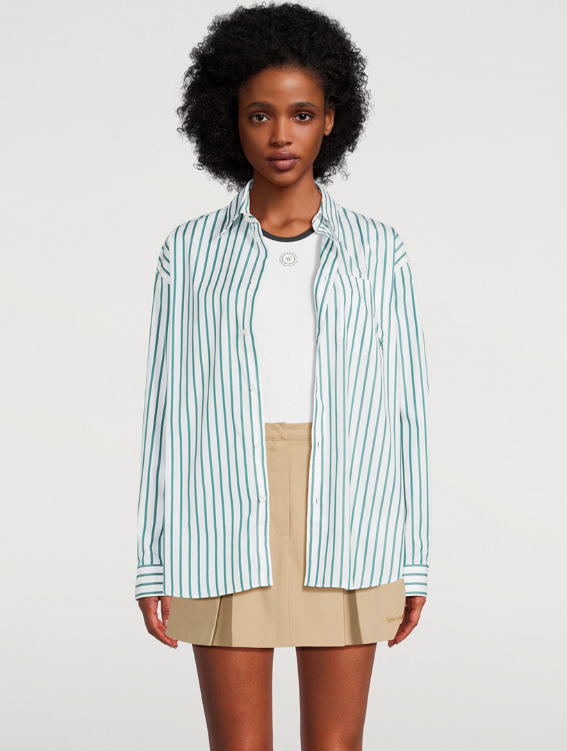 SRC-Embroidered Oversized Shirt Stripe Print
