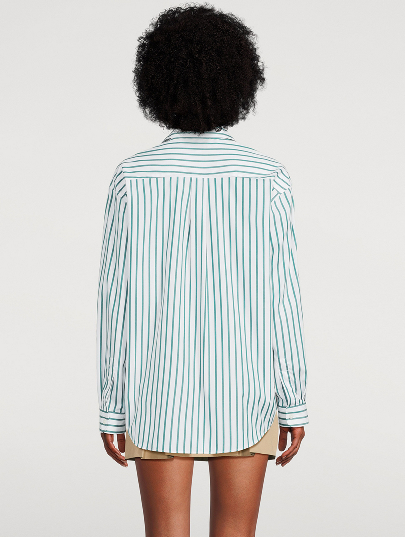 SRC-Embroidered Oversized Shirt Stripe Print