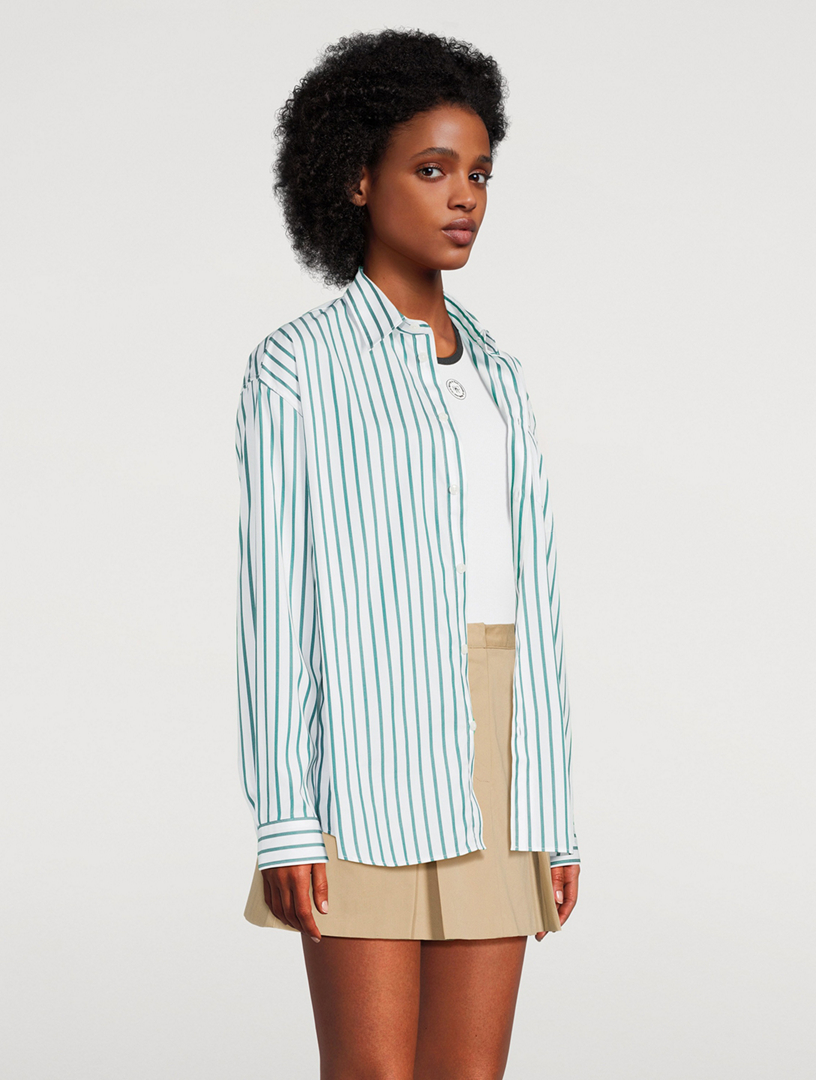 SRC-Embroidered Oversized Shirt Stripe Print