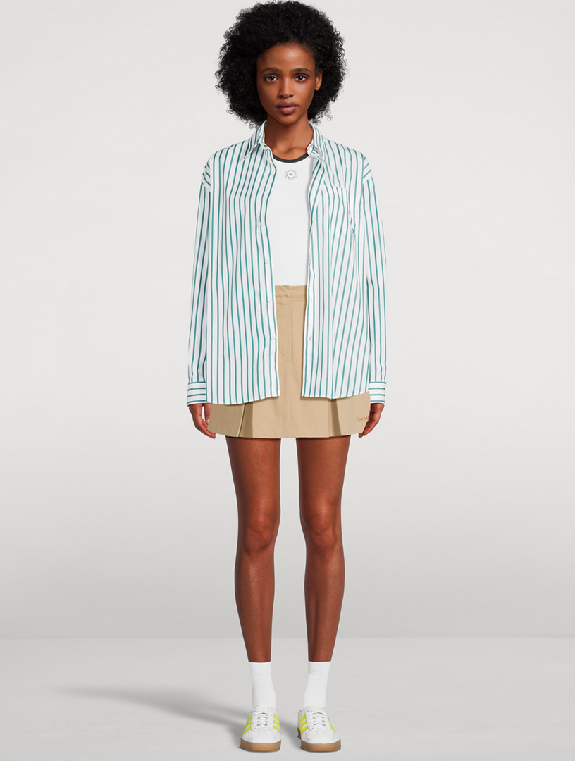 SRC-Embroidered Oversized Shirt Stripe Print