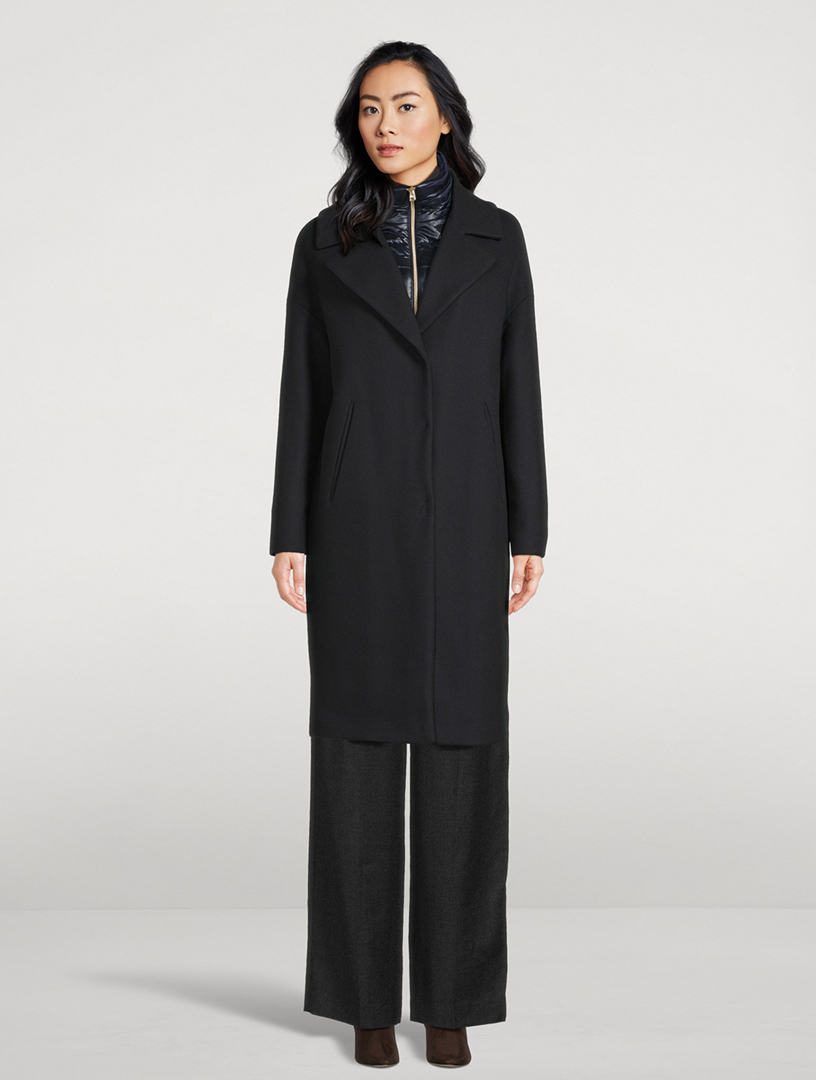 Layered Stretch Wool And Nylon Coat