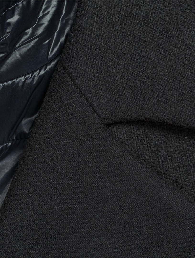 Layered Stretch Wool And Nylon Coat