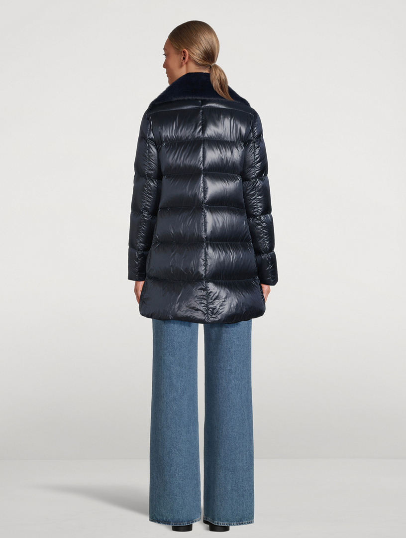 Faux Fur-Trimmed Down Jacket