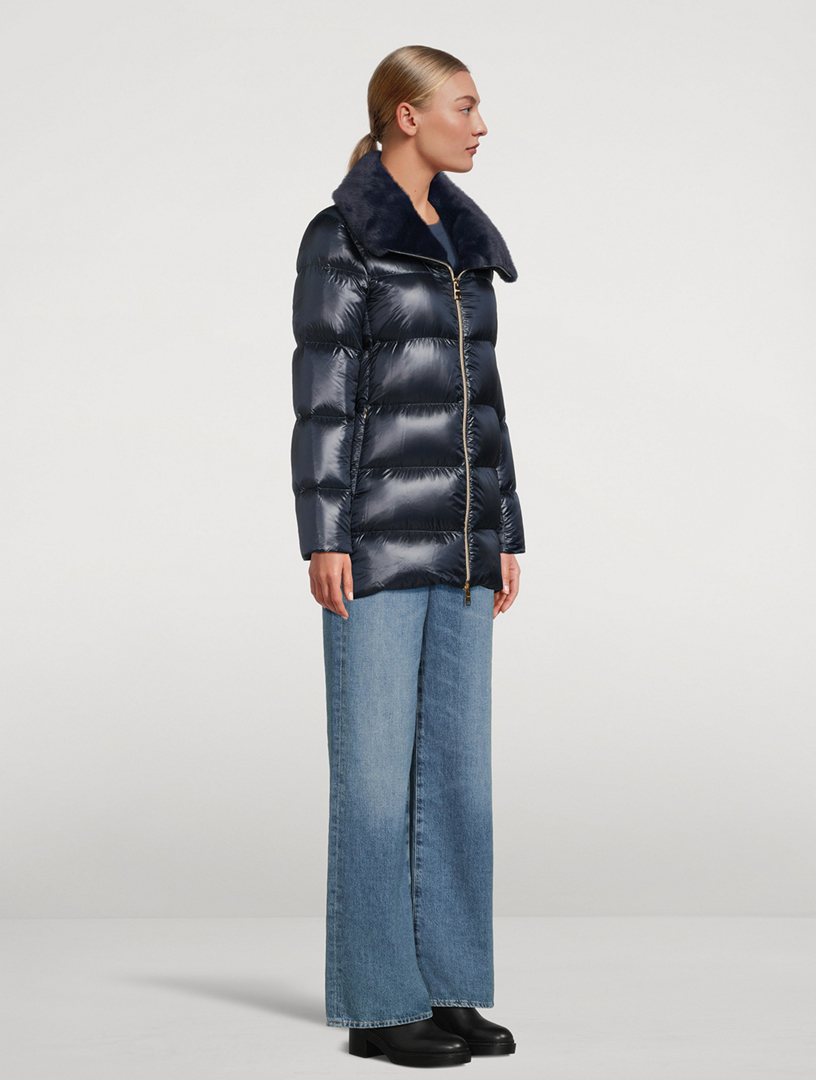 Herno velvet trimmed down coat clearance