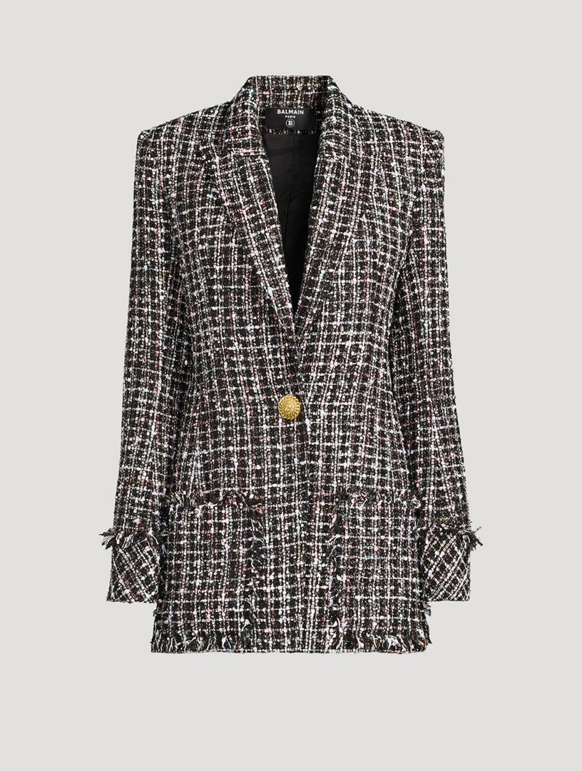Fringed Tweed Blazer