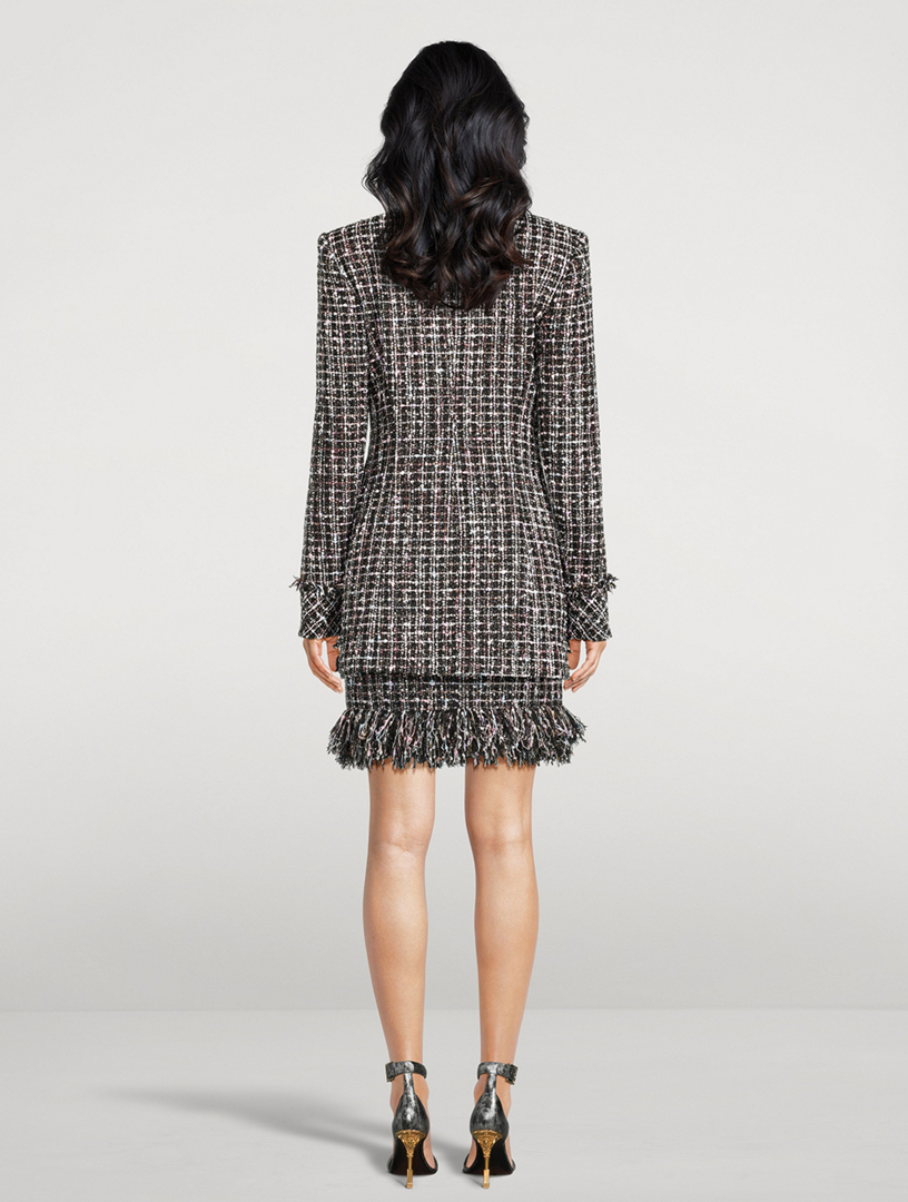 Fringed Tweed Blazer