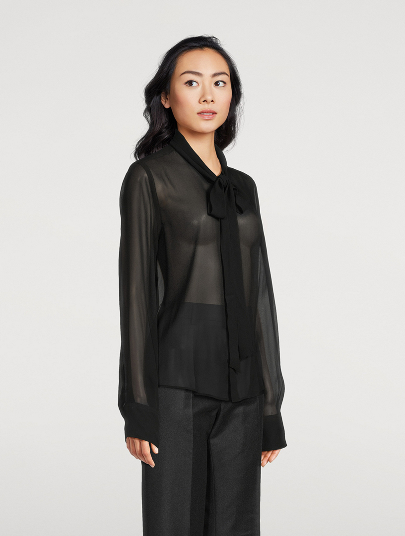 Silk Tie-Neck Shirt