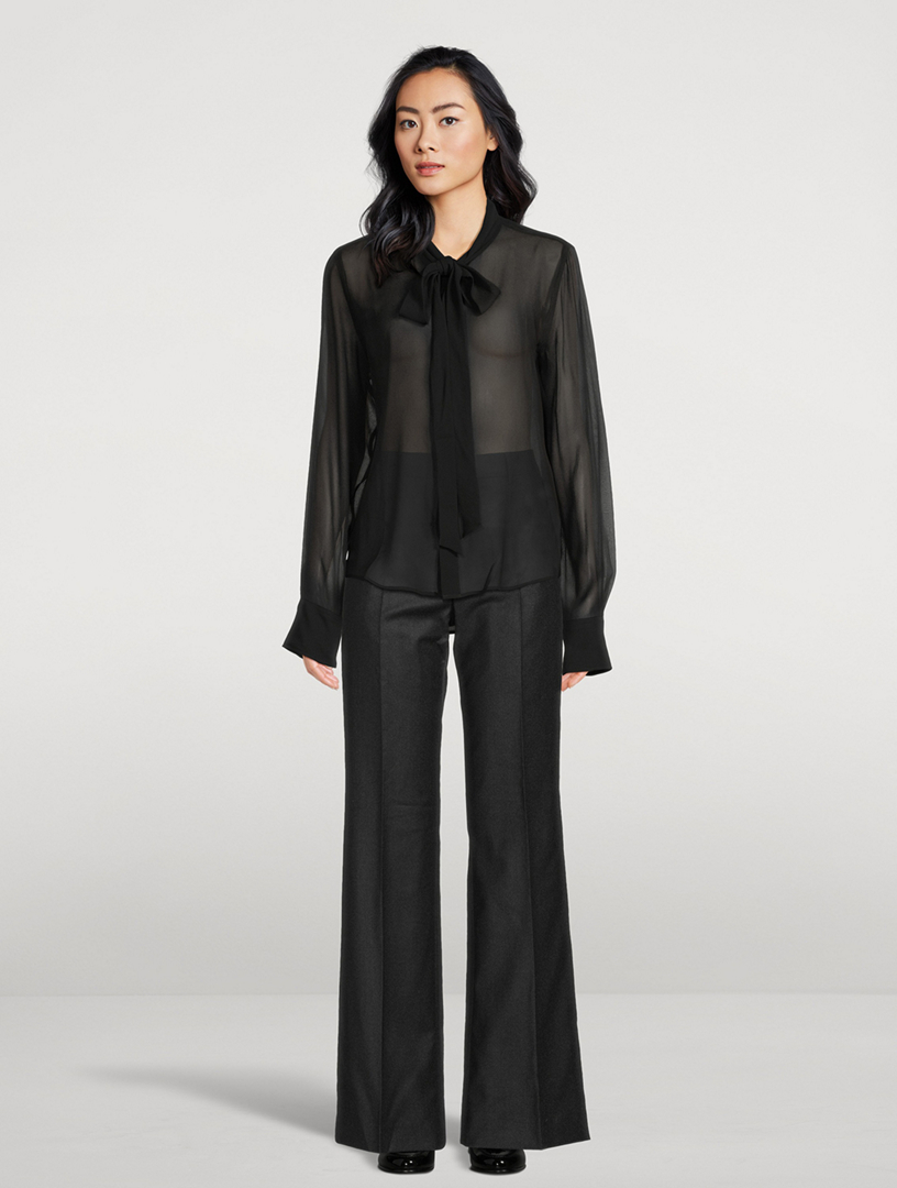 Silk Tie-Neck Shirt