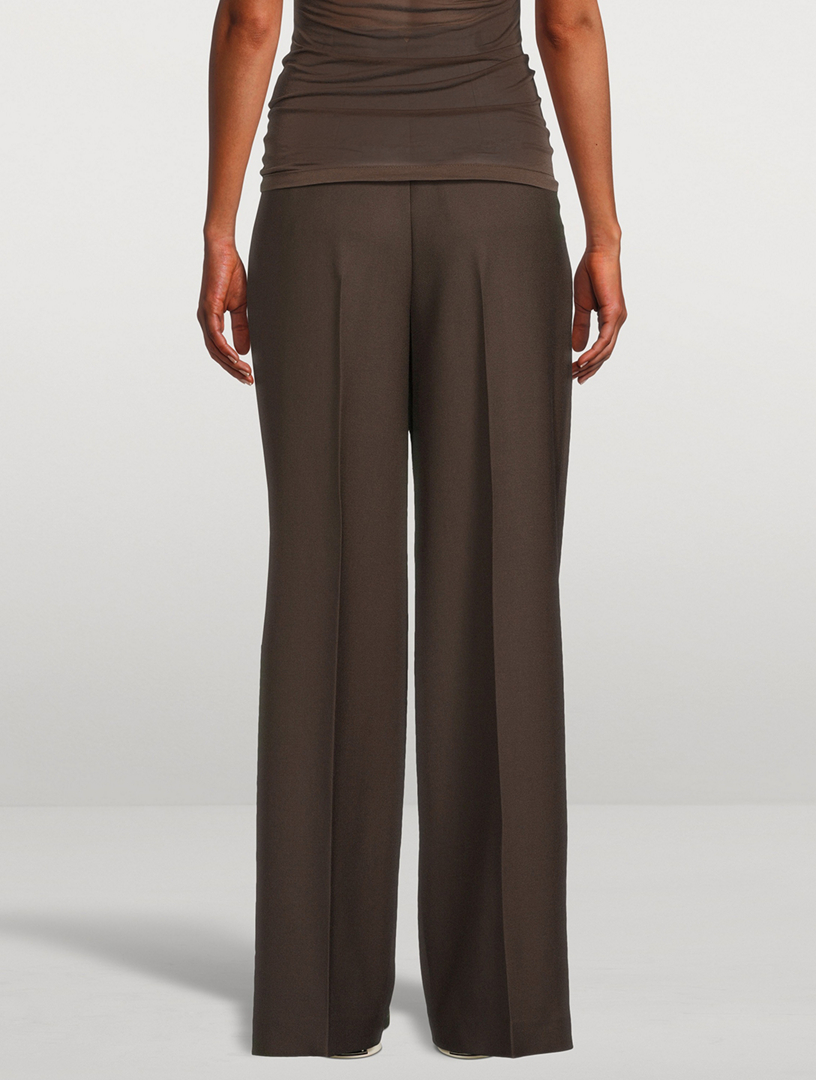 Wool Gabardine Wide-Leg Trousers