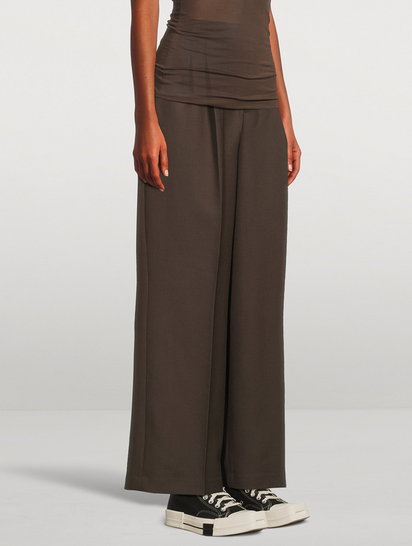 Wool Gabardine Wide-Leg Trousers