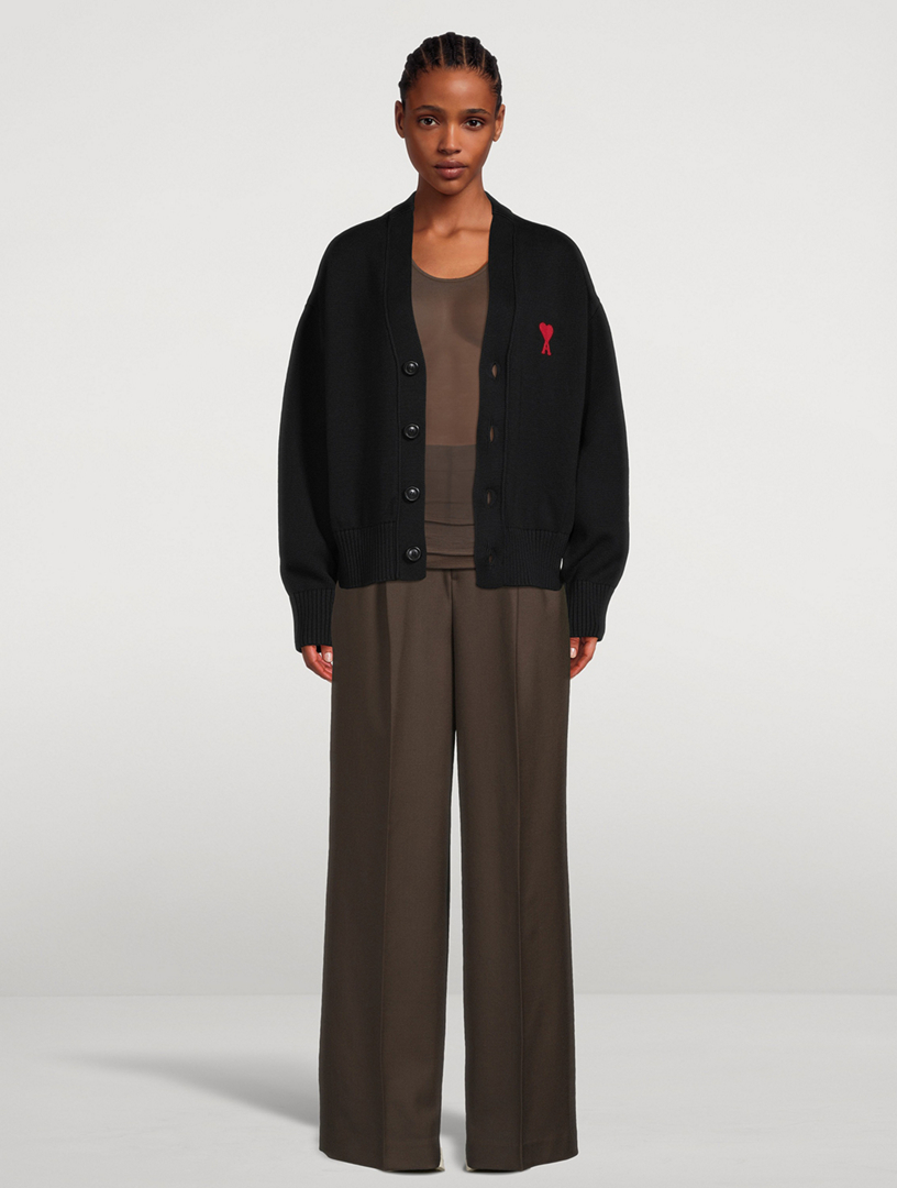 Wool Gabardine Wide-Leg Trousers