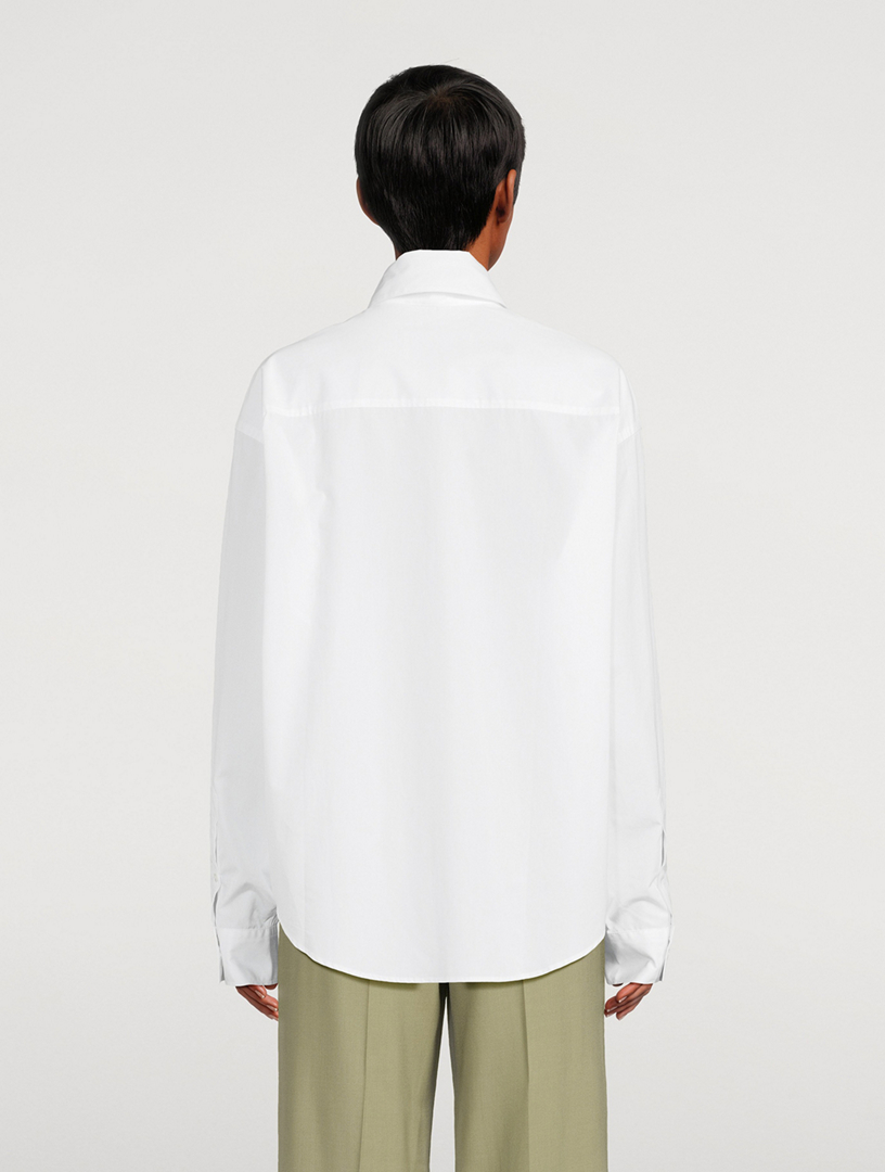 Cotton Poplin Scarf Collar Shirt
