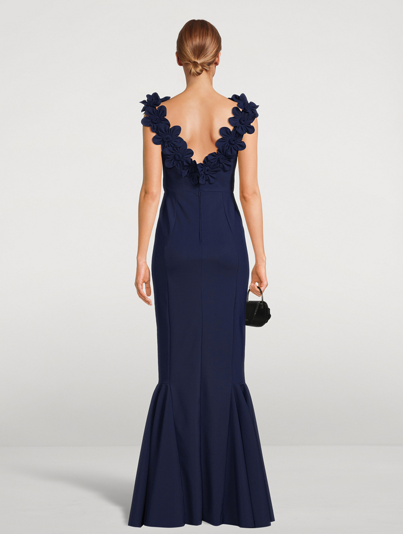 Uring Floral-Trim Stretch Gown