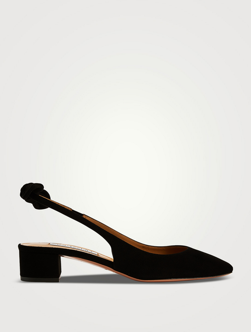 Black suede slingback pumps best sale