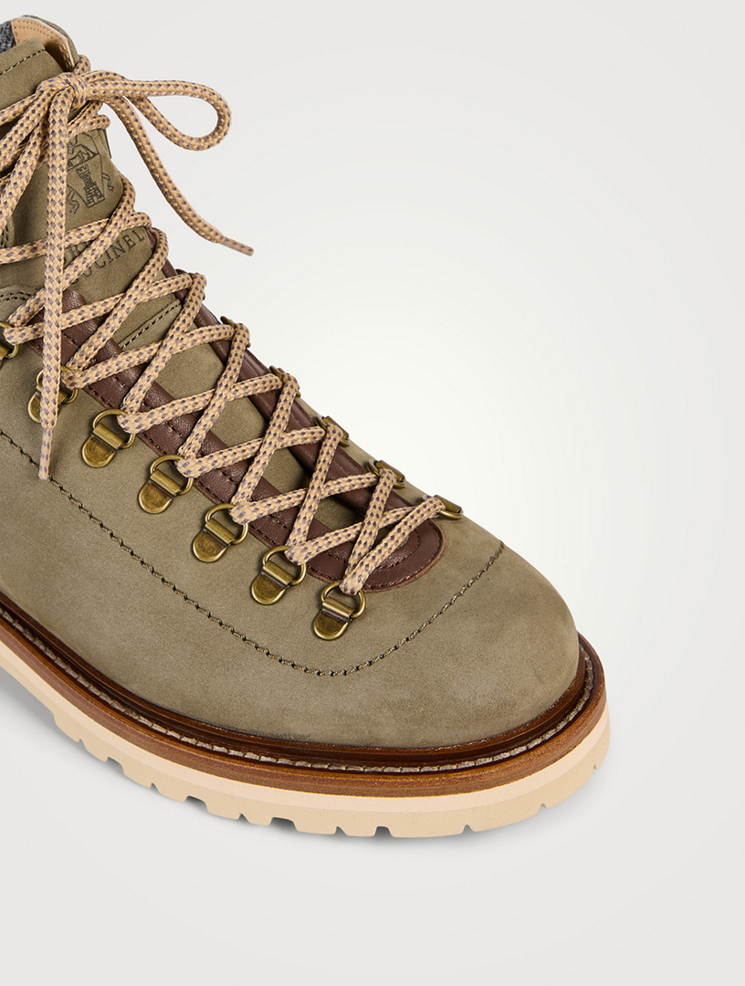 Nubuck Leather Lace-Up Boots