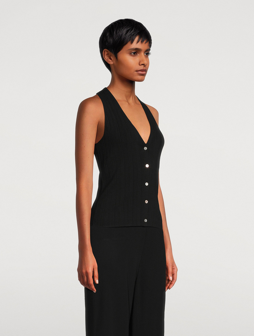 Button-Front Tank Top