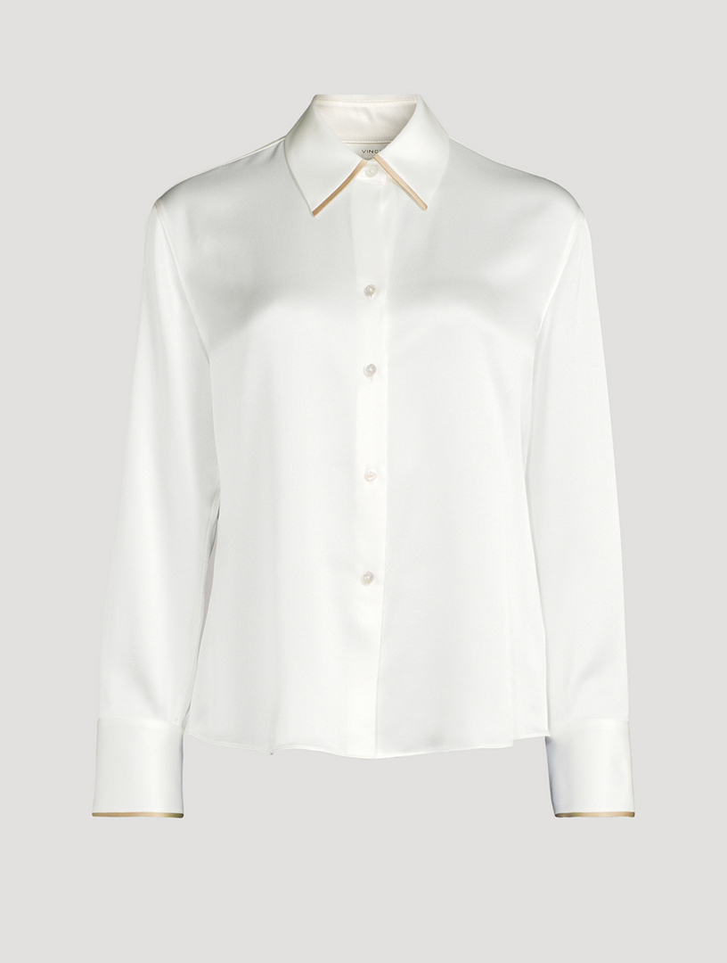 Tipped Silk Satin Shirt