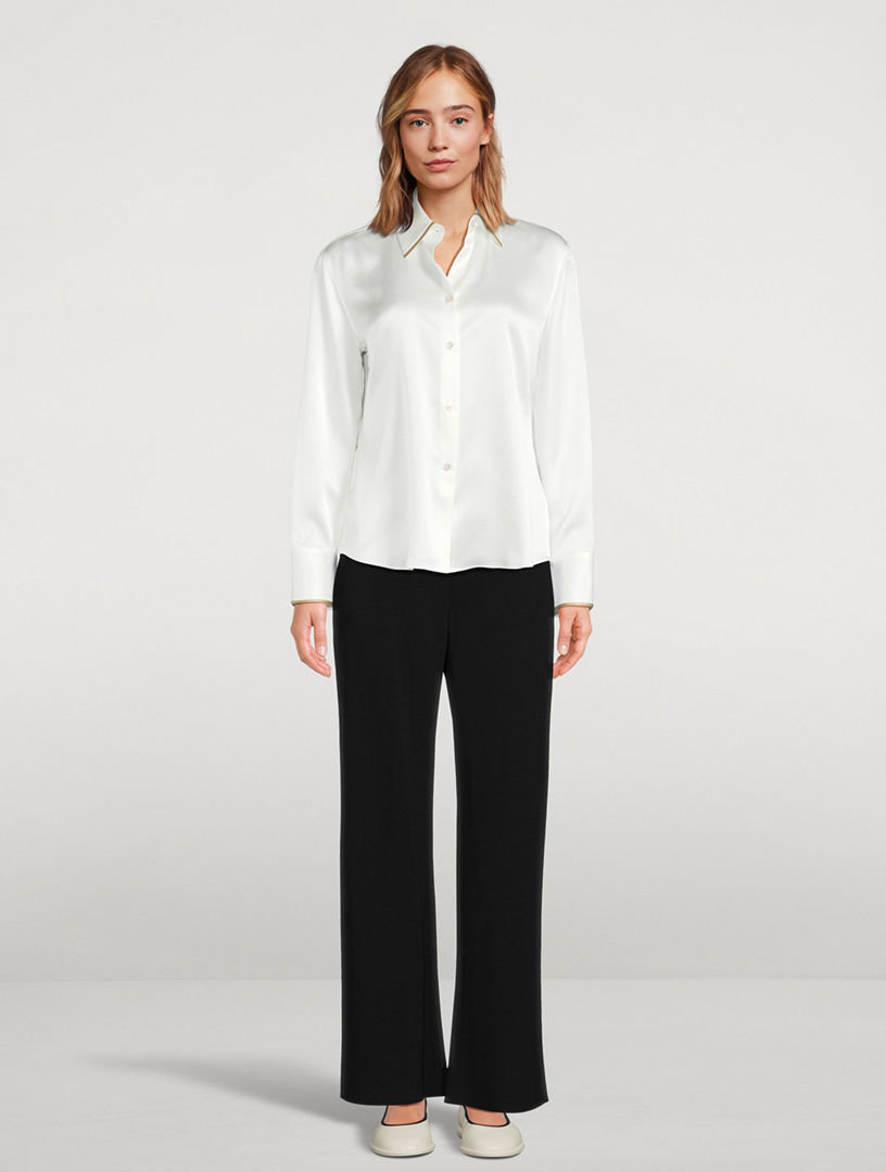 Tipped Silk Satin Shirt