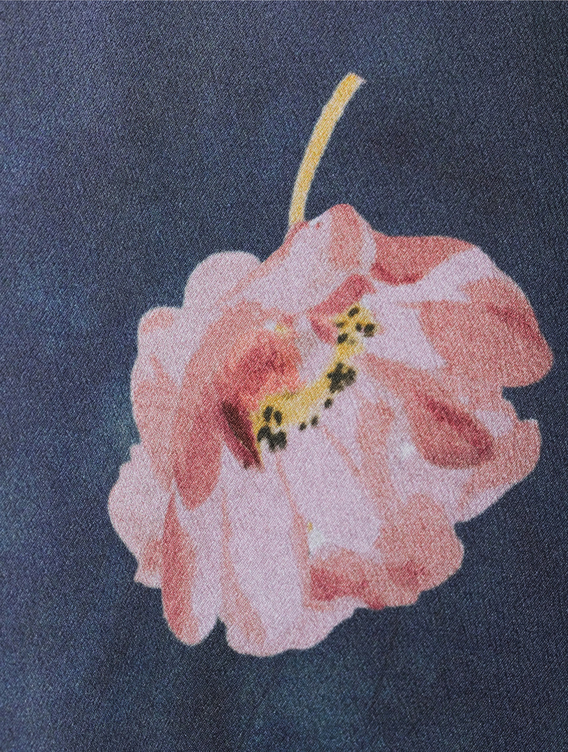 Silk Shirt Painted Poppy Print