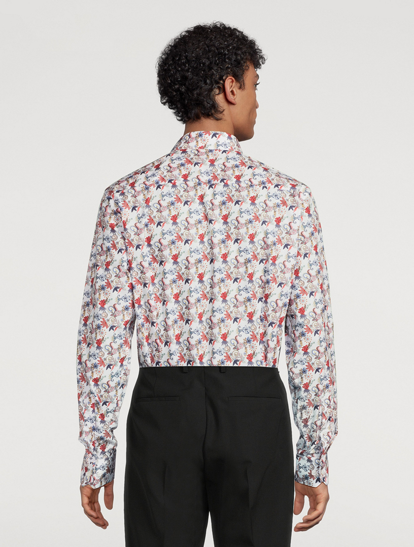Slim-Fit Fine Twill Shirt Floral Print