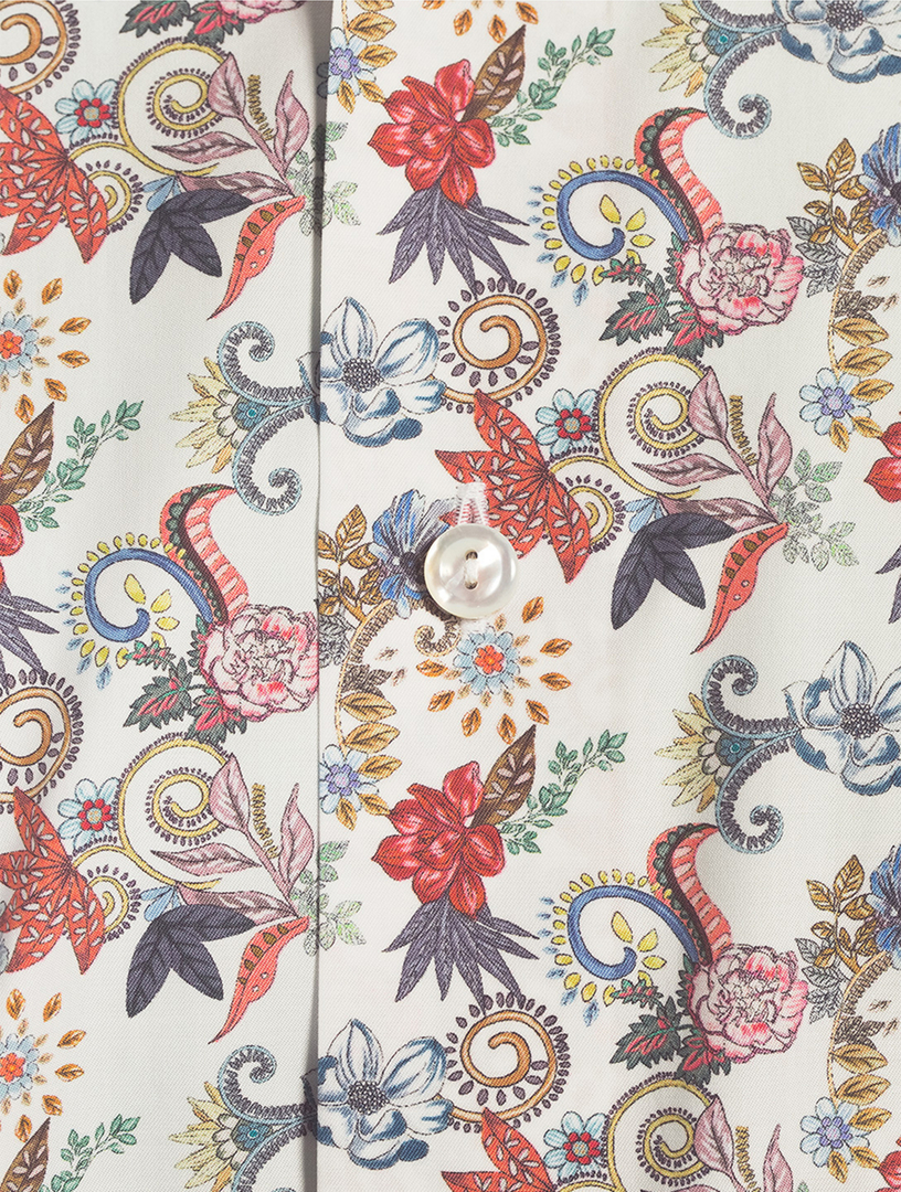 Slim-Fit Fine Twill Shirt Floral Print