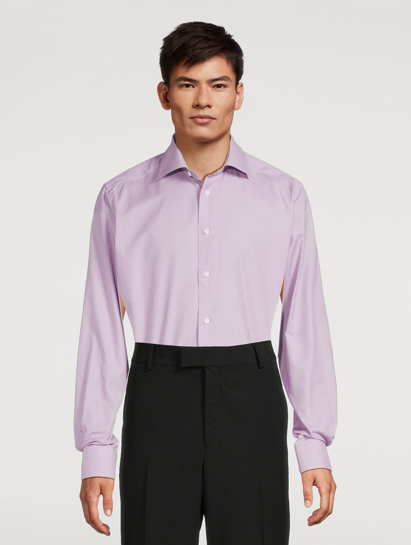 Contemporary-Fit Fine Check Twill Shirt