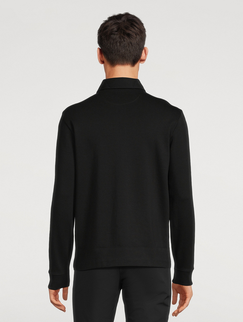 Brushed Pima Cotton Long-Sleeve Polo
