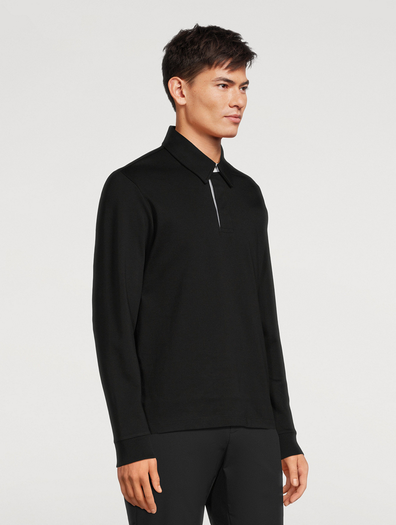 Brushed Pima Cotton Long-Sleeve Polo