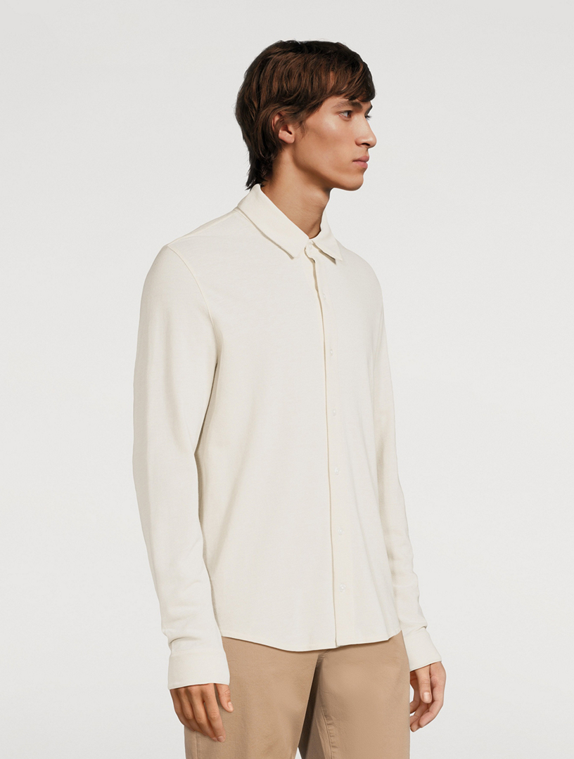 Cotton Piqué Long-Sleeve Shirt