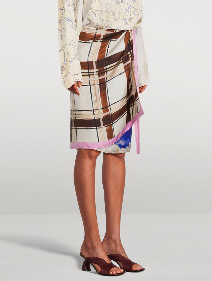 Knee-Length Wrap Scarf Skirt With Knotted Closure