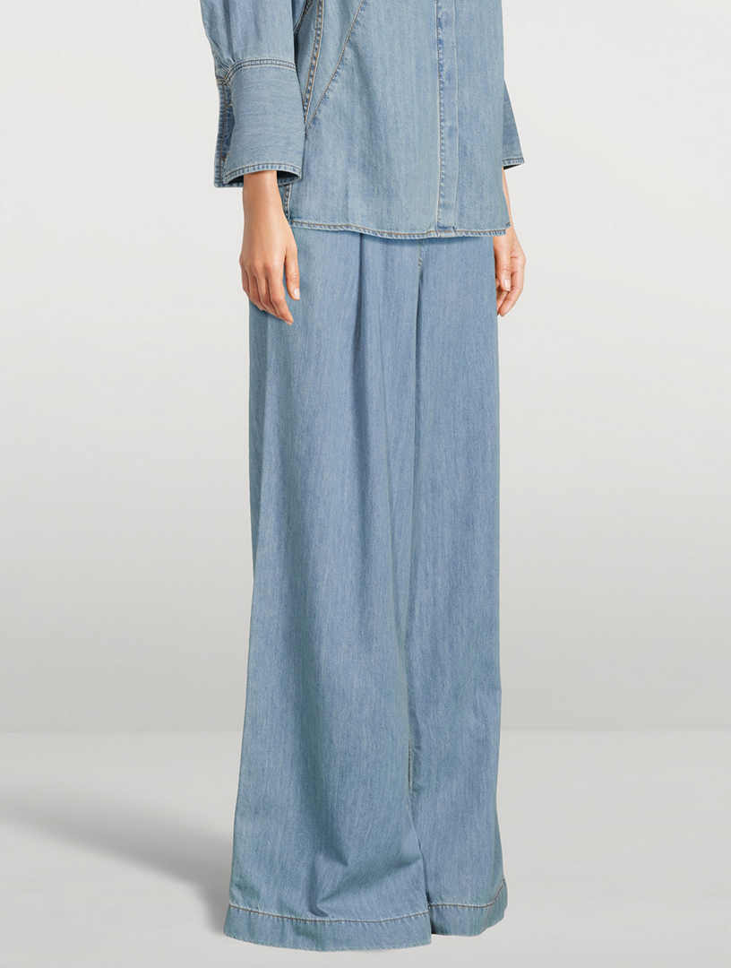 Wide-Leg Denim Pants