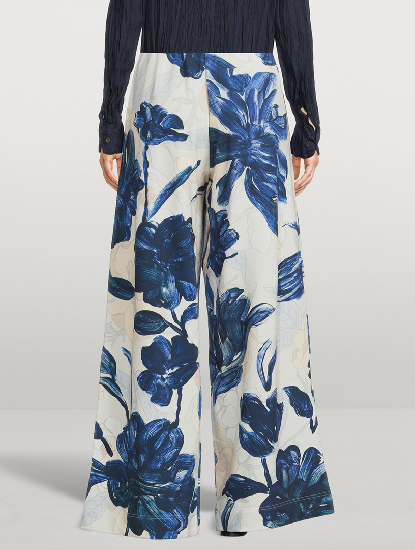 Printed Wide-Leg Sweatpants