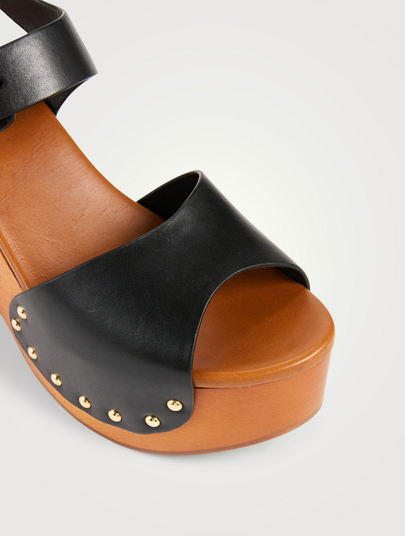 Jeannette Leather Clog Sandals