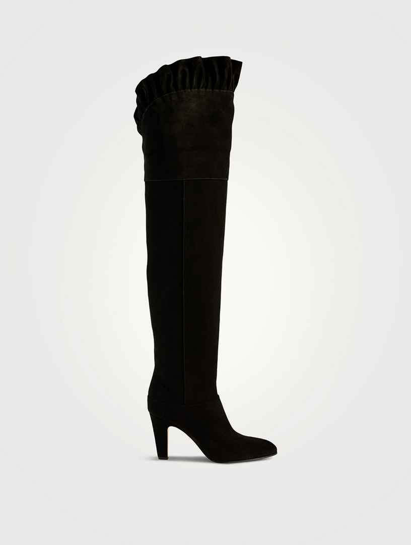 High heel suede boots best sale