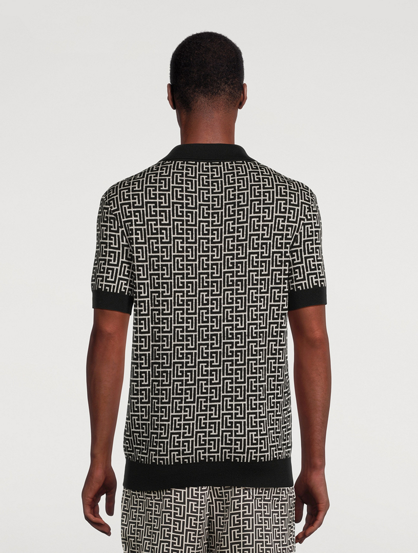 Monogram Wool And Linen Polo Shirt
