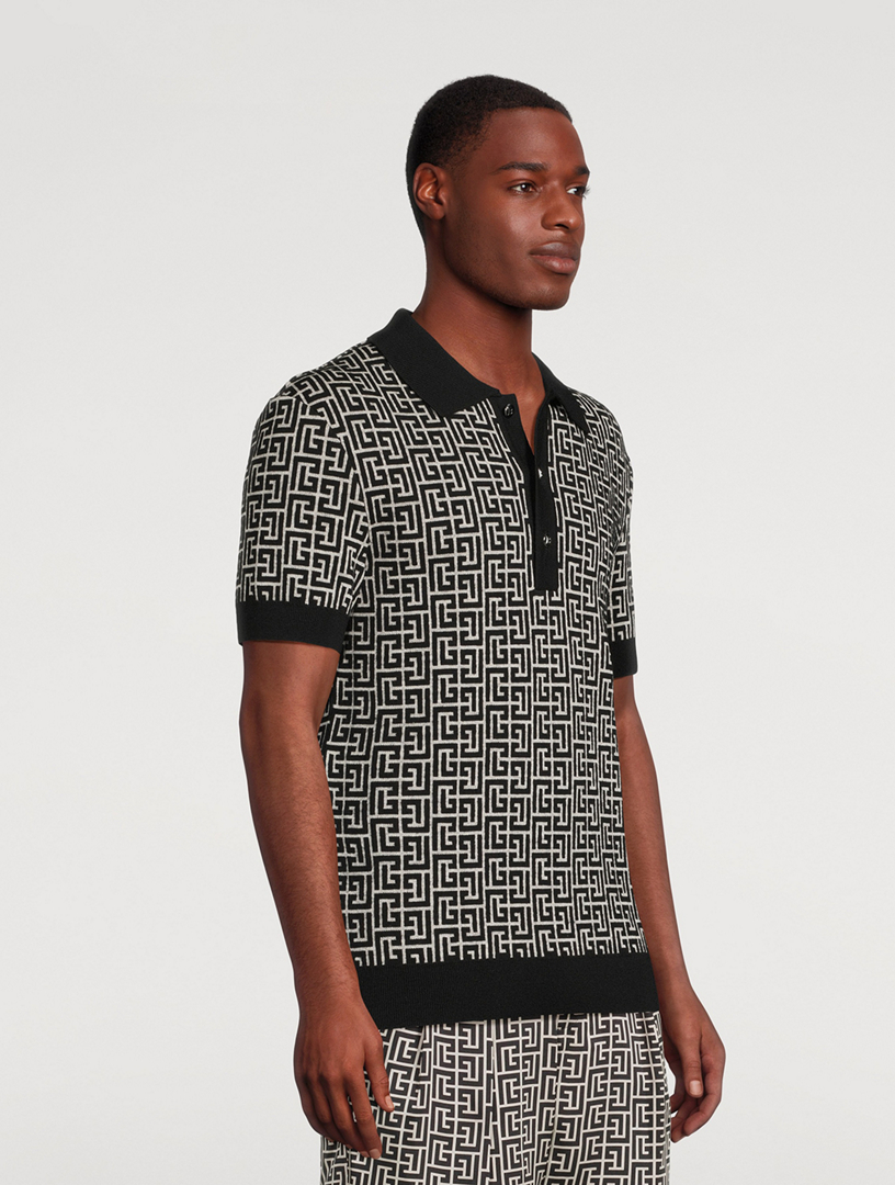 Monogram Wool And Linen Polo Shirt