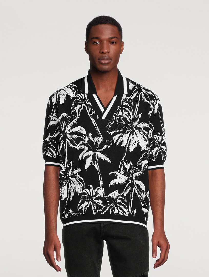 Palm Tree Knit Polo Shirt