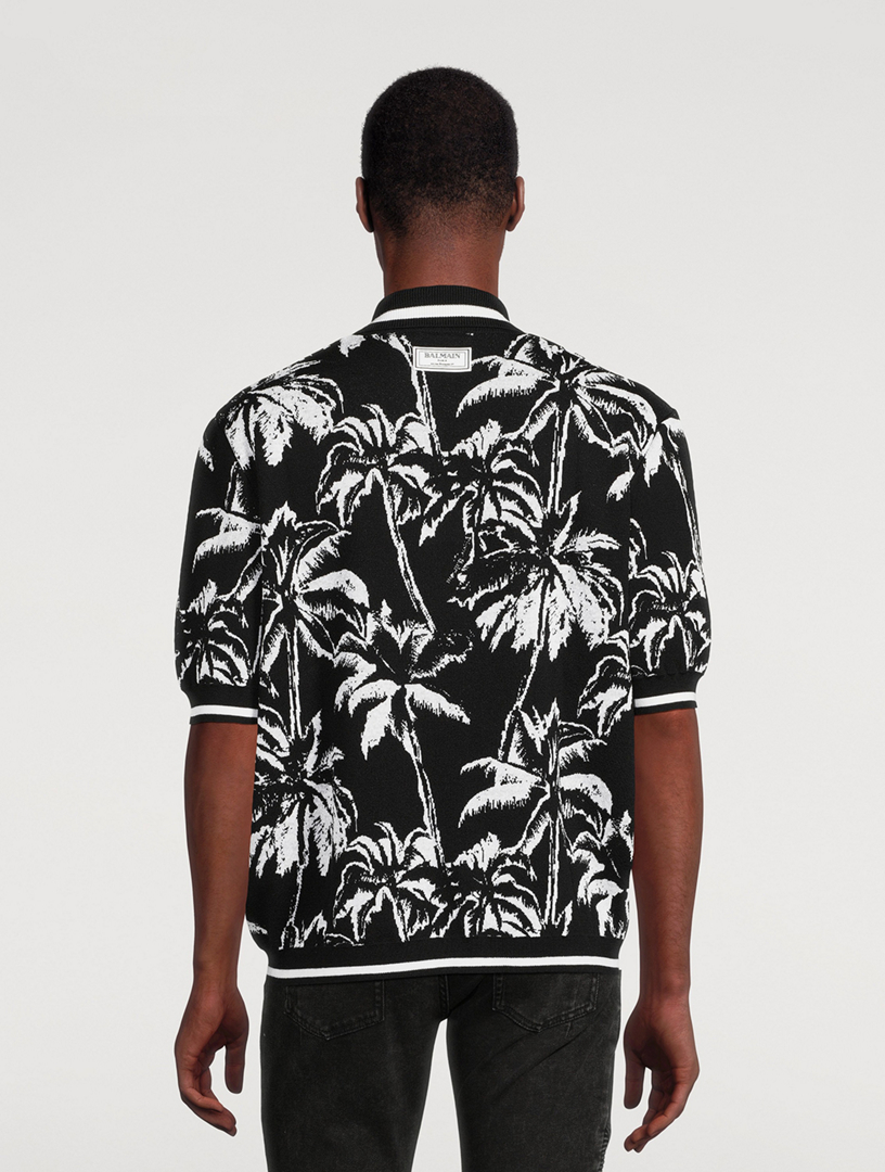 Palm Tree Knit Polo Shirt