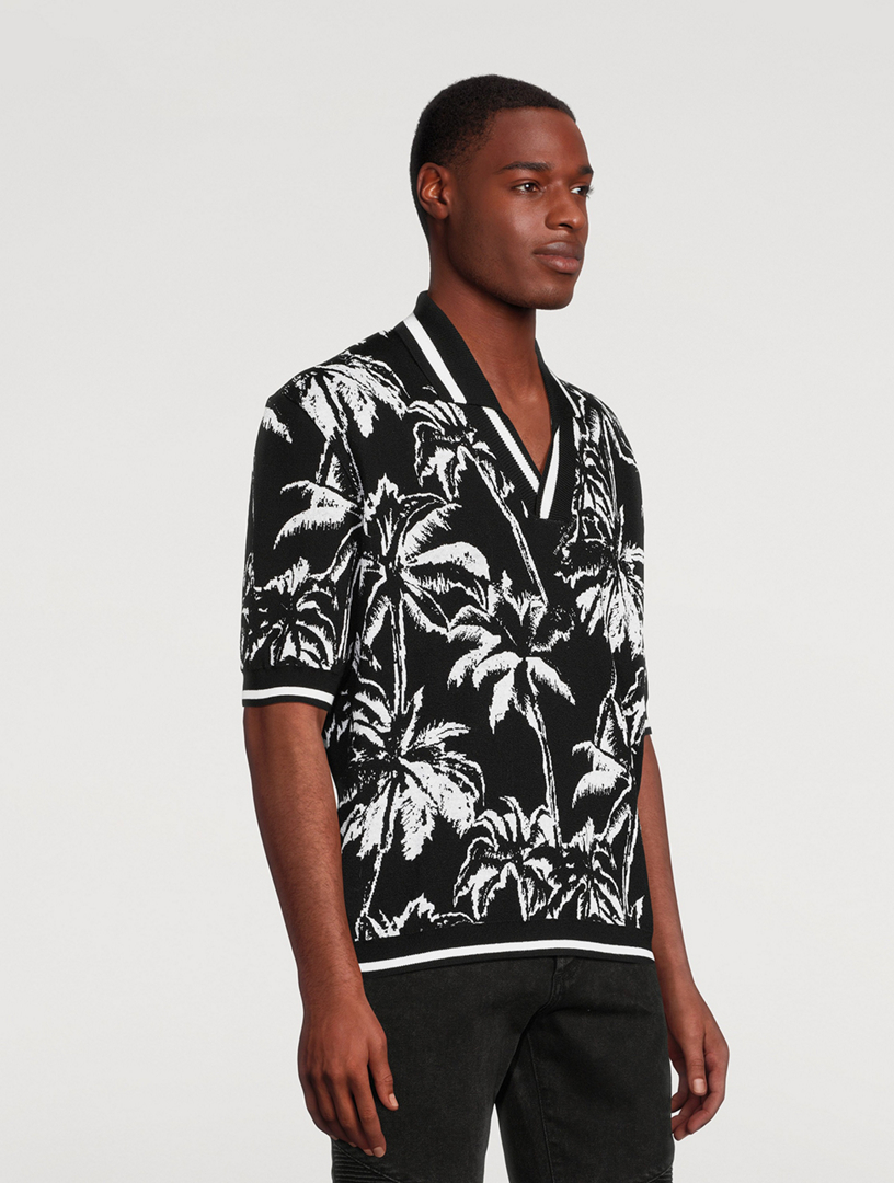 Palm Tree Knit Polo Shirt