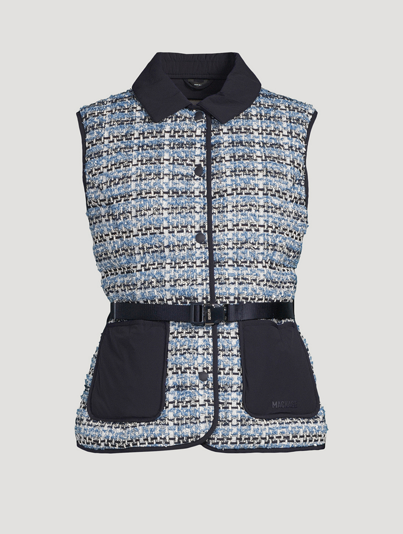 Francine Belted Tweed Down Vest