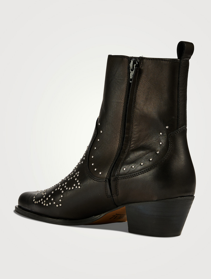 TORAL Cameron Embellished Leather Western Ankle Boots